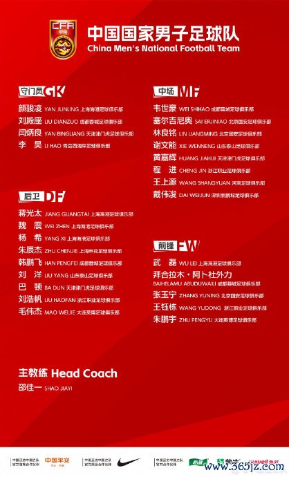 国足战泰国队首发威望公布