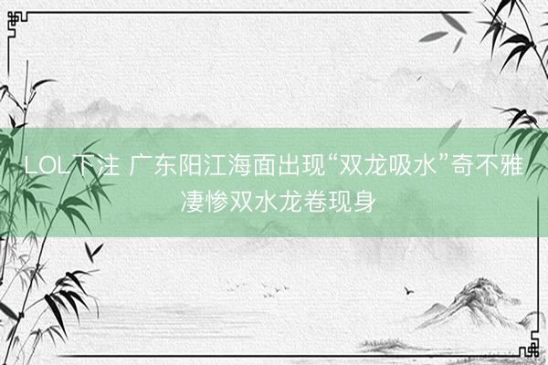 LOL下注 广东阳江海面出现“双龙吸水”奇不雅 凄惨双水龙卷现身