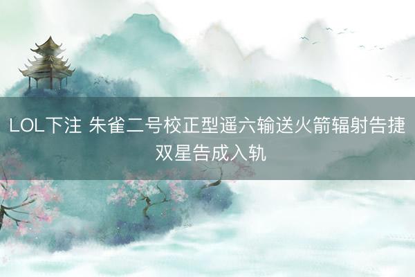 LOL下注 朱雀二号校正型遥六输送火箭辐射告捷 双星告成入轨