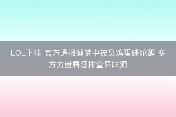 LOL下注 官方通报睡梦中被臭鸡蛋味呛醒 多方力量膺惩排查异味源