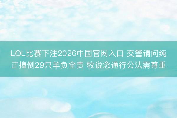 LOL比赛下注2026中国官网入口 交警请问纯正撞倒29只羊负全责 牧说念通行公法需尊重